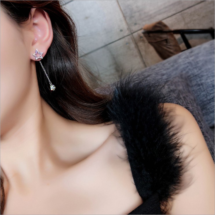 Khuyên Tai Tua Rua Cho Nữ Đính Đá Màu Trắng Xinh Xắn XB-B26 - Bảo Ngọc Jewelry