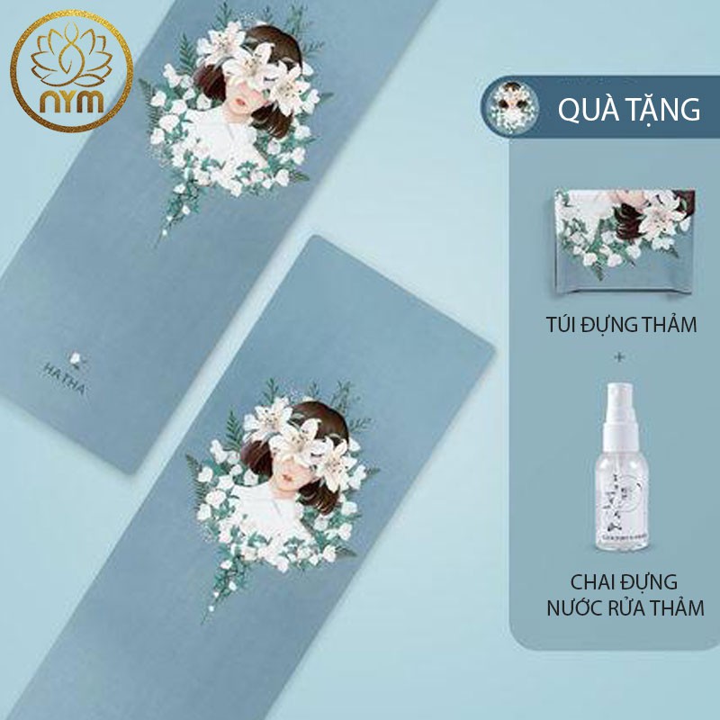 Thảm Yoga Hatha Du Lịch bề Mặt Họa Tiết 1.5mm_Xanh  TIẾT