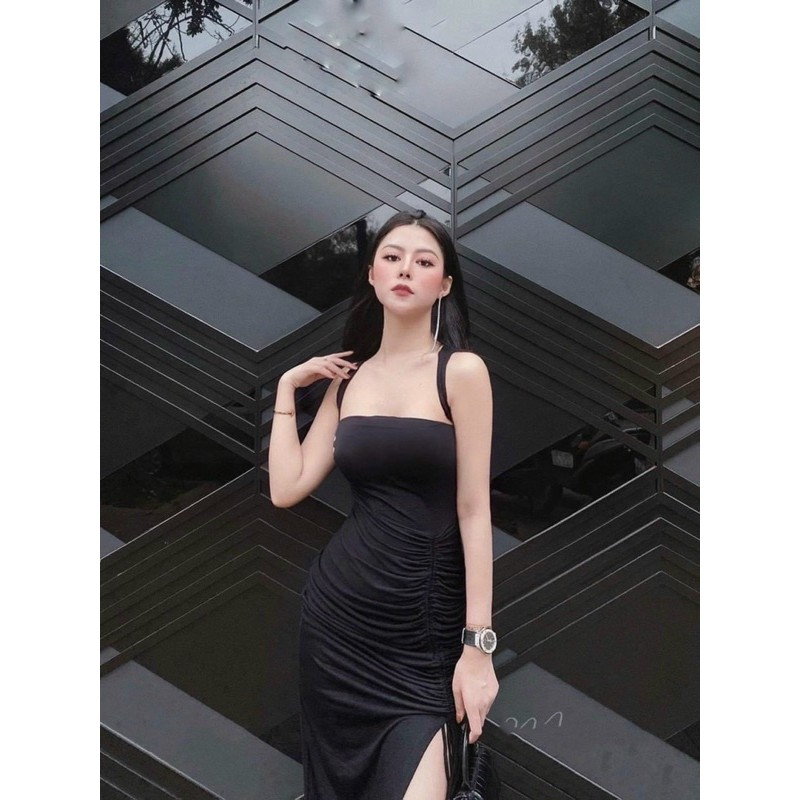 Đầm body dài xẻ tà nhún eo | BigBuy360 - bigbuy360.vn