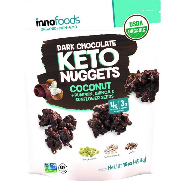 Socola Đen Phủ Hạt Hữu Cơ Ngũ Cốc Mix Dừa Organic Dark Chocolate KETO NUGGETS Coconut Pumpkin Quinoa Sunflower Seed 454g