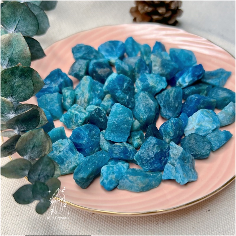 Đá thô BLUE APATITE màu xanh lam sưu tầm, handmade, reiki, thanh tẩy thiền định