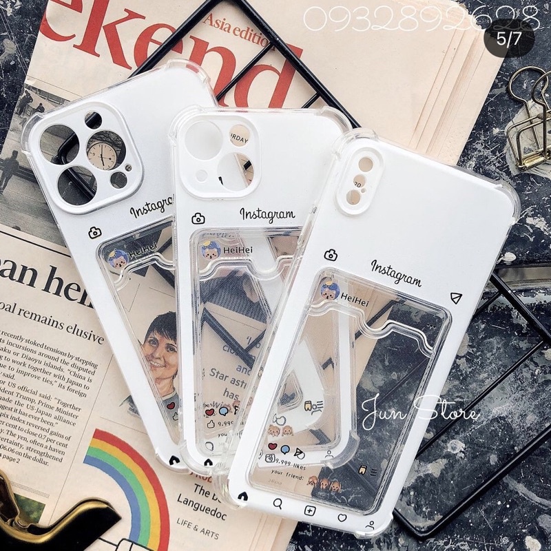 Ốp lưng đựng ảnh, nhét thẻ, để card chất silicon siêu dày dặn, bảo vệ máy tốt