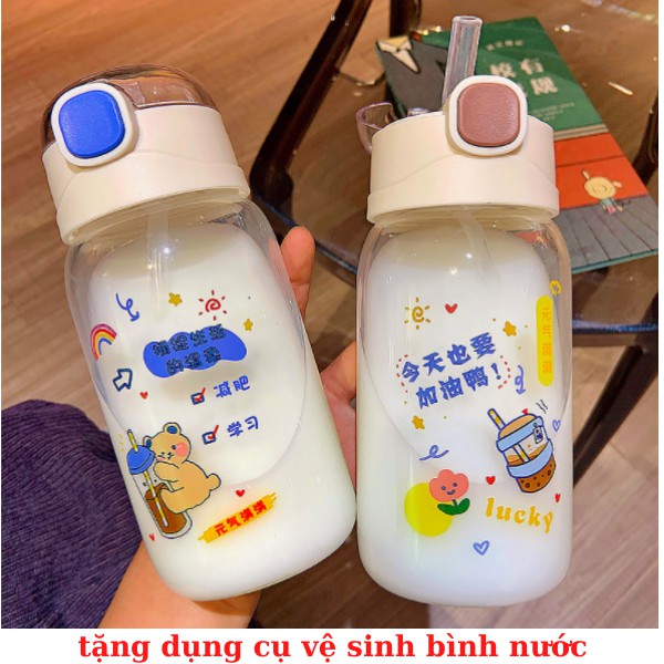 Bình nước cho bé bình nước THỦY TINH cute 500ml binh nước loại tốt