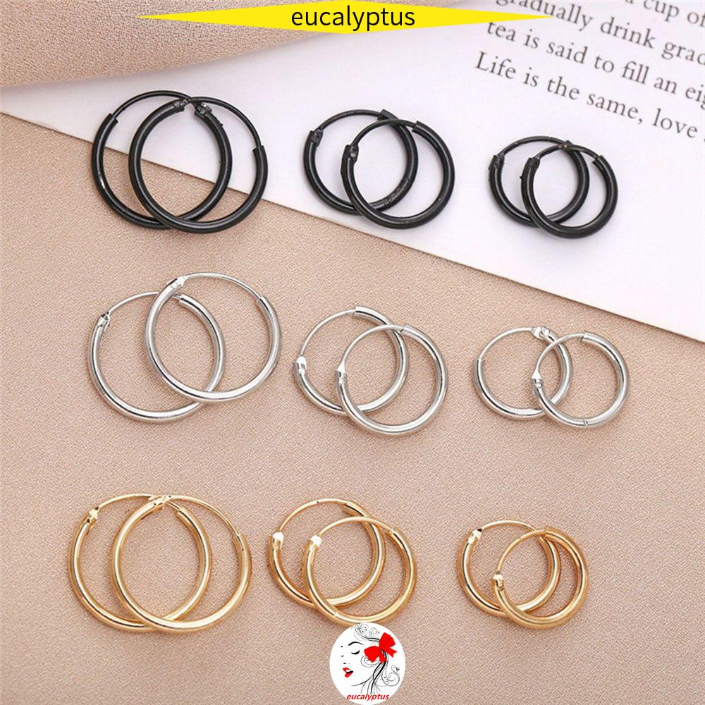 Khuyên Tai Tròn Nhỏ Phong Cách Punk Hiphop Cá Tính|Đàn Ông|Khuyên Tai Vòng Tròn Nhiều Màu Sắc