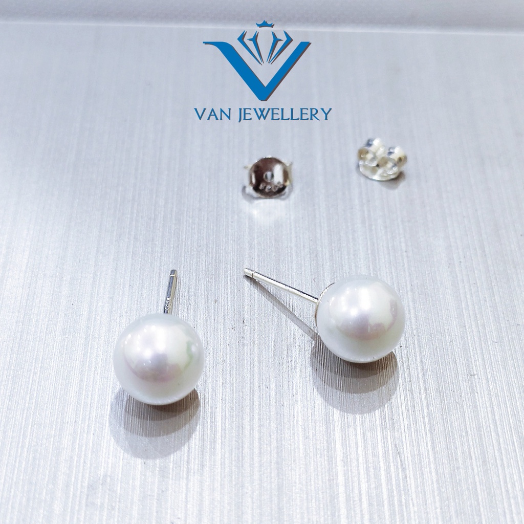 Bông tai bạc Bông Ngọc Trai nhân tạo chốt bạc Van Jewelry V10713