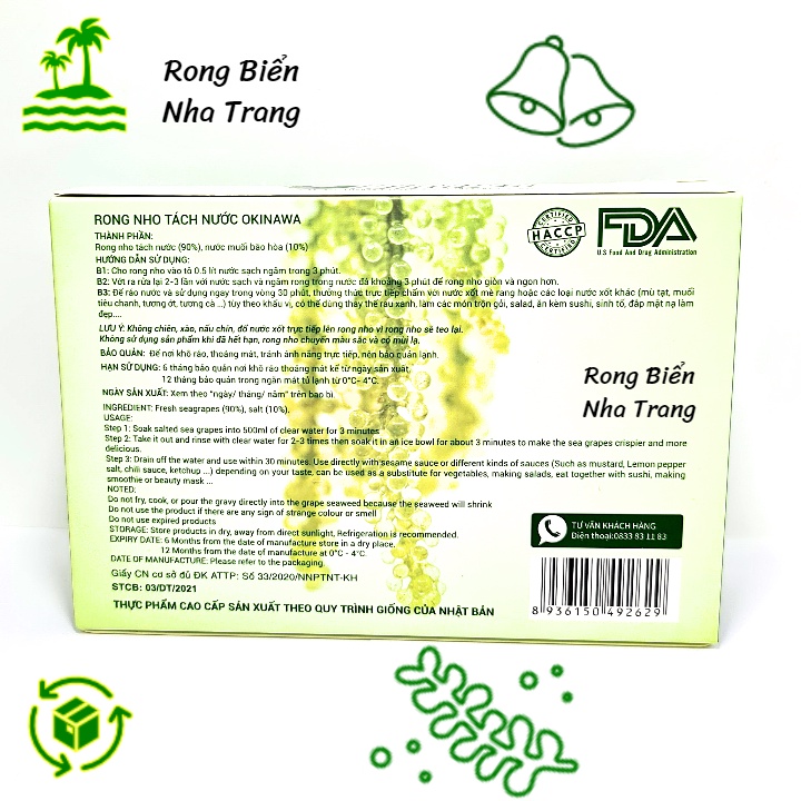 Rong nho tách nước Okinawa hộp 240g  - Tặng 1 gói nước sốt mè rang bên trong hộp