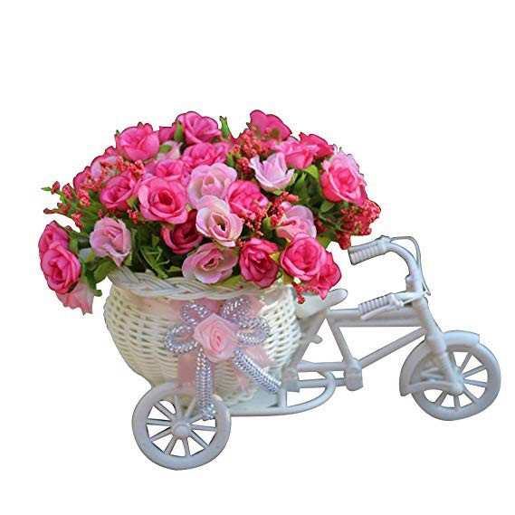 Chậu cây hoa hồng giả độc đáo sử dụng trang trí trong nhà