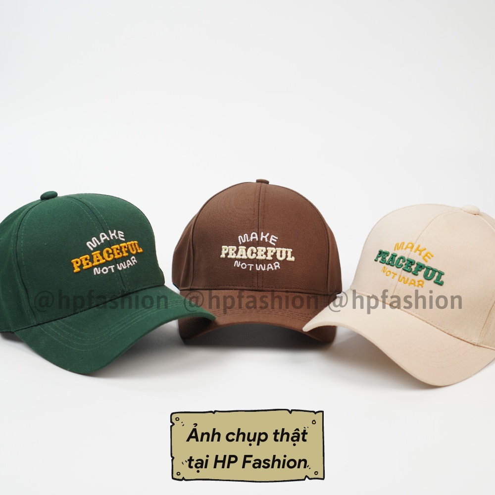 Mũ lưỡi trai ❤️ Nón kết thêu hình chữ Peaceful chất kaki cao cấp form unisex nam nữ N79 - Happy Style