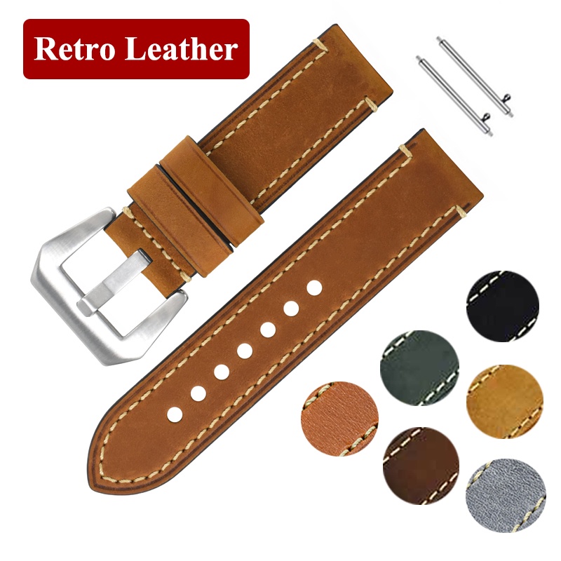 Dây Đeo Bằng Da Thật 18 / 20 / 22 / 24mm Thay Thế Cho Đồng Hồ Thông Minh Samsung S3 Huawei Huami GT2