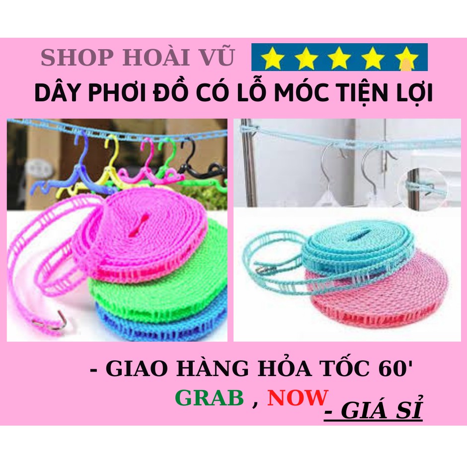 Dây Phơi Đồ, Dây Phơi Quần Áo Có Lỗ Móc Loại 5m Tiện Lợi i HV