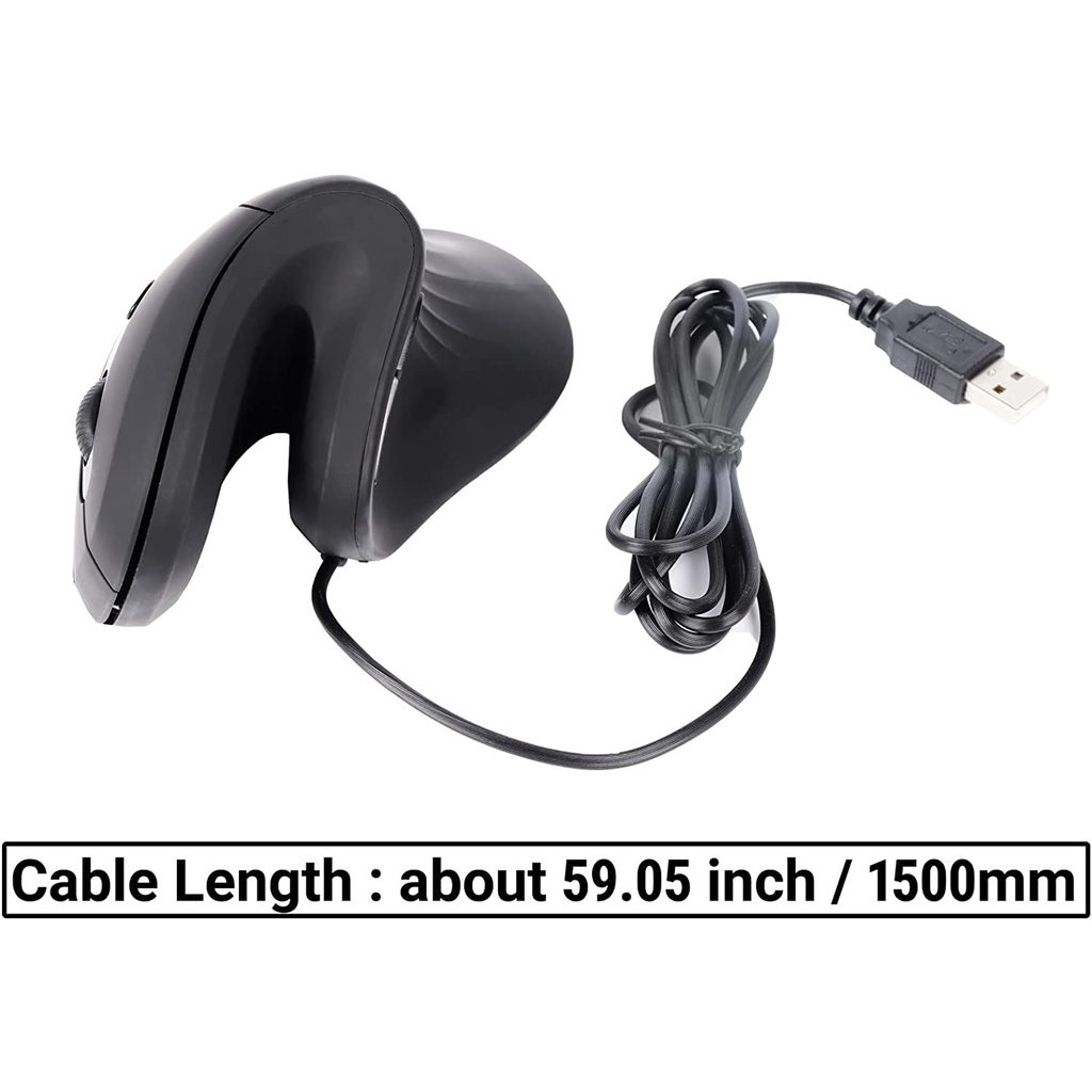 Chuột Quang Dạng Đứng Có Dây DPI 800 / 1200 / 1600DPI Màu Đen Có Thể Điều Chỉnh Cho Laptop / PC / MacBook