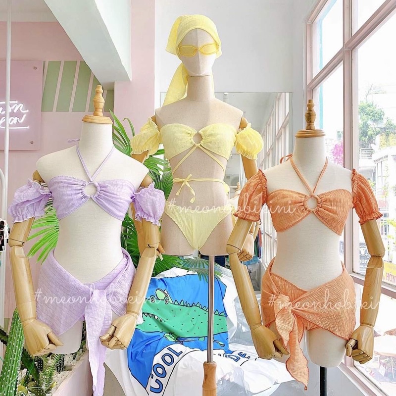 Bikini,đồ bơi set 3 món tay trễ vai phối khoen áo,hàng sẵn nhiều màu,ảnh thật chụp sàn hàng chuẩn shop | BigBuy360 - bigbuy360.vn