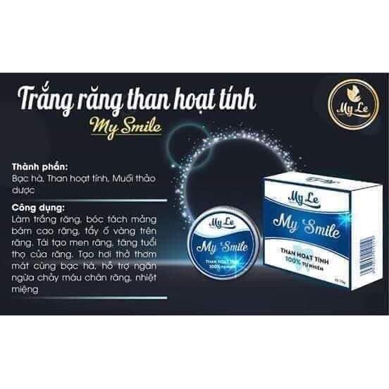 Bột than hoạt tính trắng răng My Smile 70gr bột đánh răng làm trắng răng từ than hoạt tính