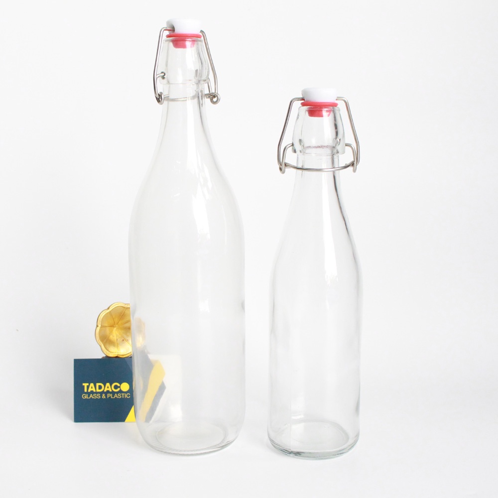 💐Chai thuỷ tinh dáng tròn có nắp gài 500ml- 1000ml 💐- Lên men F2 Kombucha, làm nước có gas