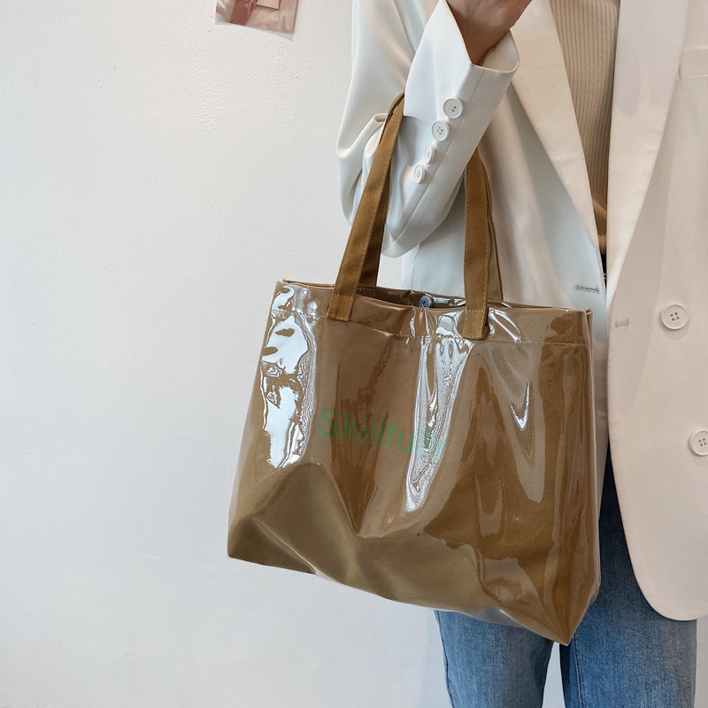 Túi đeo vai IELGY chất liệu vải canvas phối pvc chống thấm nước phong cách Hàn Quốc cho nữ