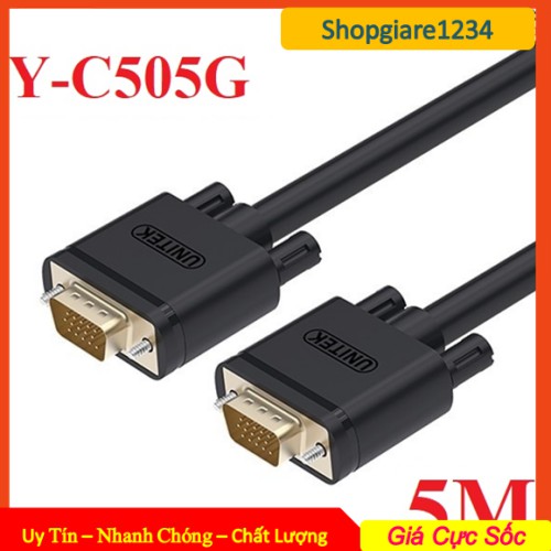 Cáp VGA 5m Unitek (Y-C505G) hàng xịn. Chính hãng bảo hành 12 tháng