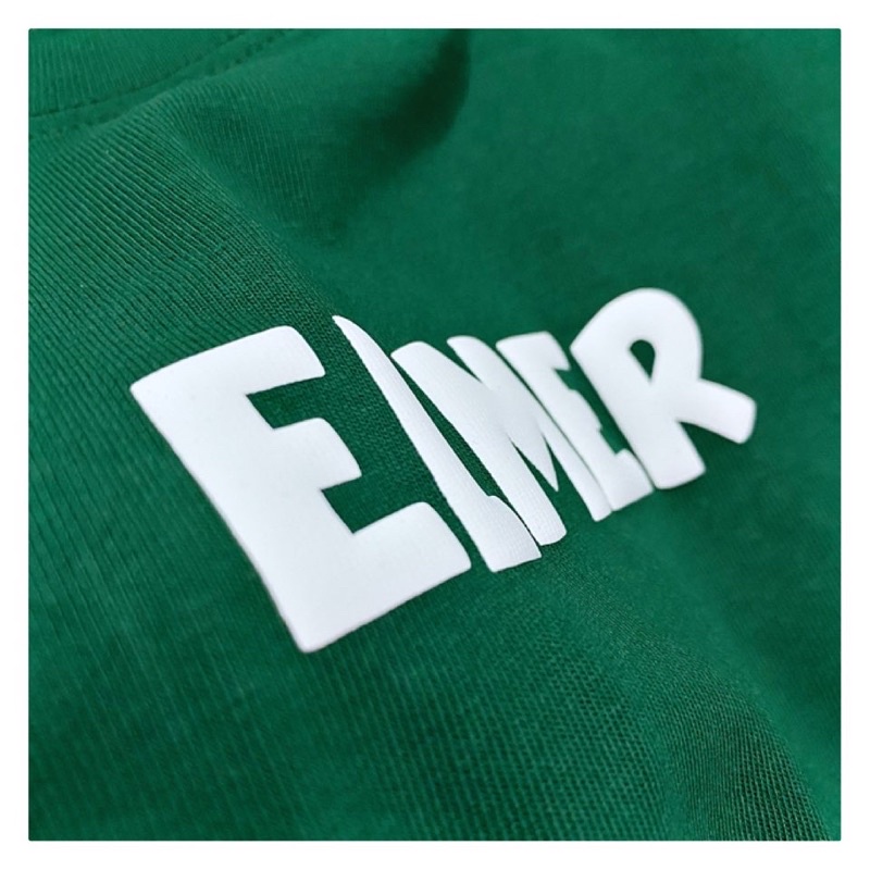 Elmer Signature - Áo thun in nổi 3D màu xanh lá 100% cotton 2 chiều