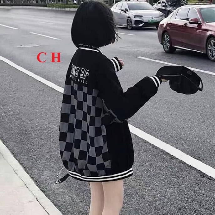 Áo khoác bomber U Karo chất tàu đanh dày dặn, áo jacket hoodies form unisex dáng thụng giấu quần chuẩn ảnh