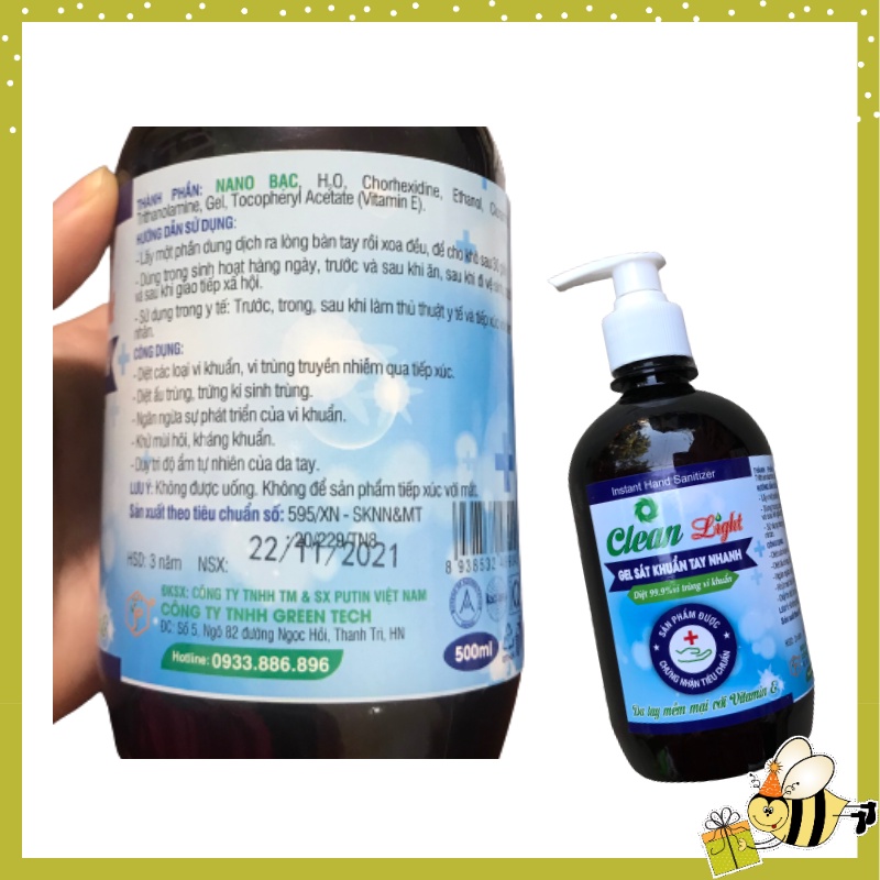 Dung Dịch Sát Khuẩn Tay Nhanh Clean Light - Da Tay Mềm Mại Với Vtamin E - Chai 500ml | BigBuy360 - bigbuy360.vn