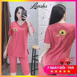 Đồ bộ mặc nhà chất liệu thun co giãn 4 chiều thoáng mát, quần lửng tay ngắn - LAVAHA SHOP