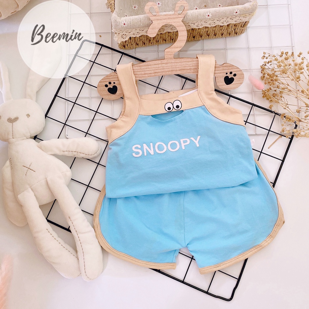 Sale !!! Bộ 2 Dây Chất Cotton Tàu In Họa Tiết Mắt-Snoopy Cho Bé Gái (SP001656 )