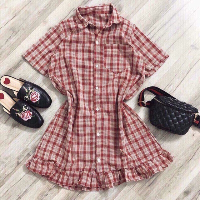 Váy kẻ caro tiểu thư
