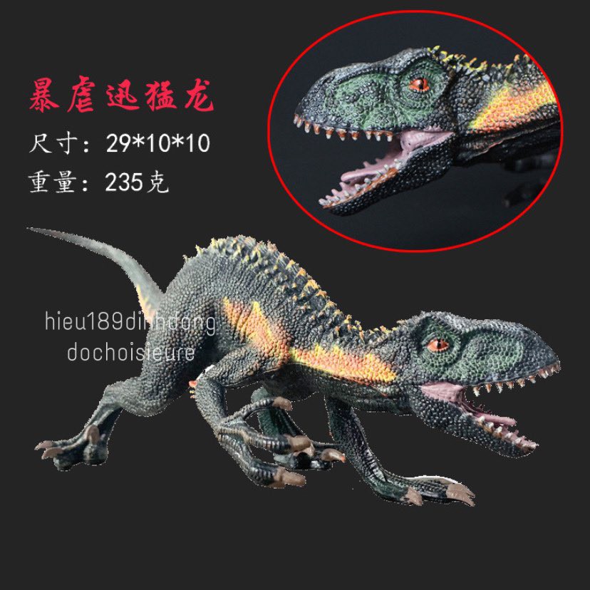 Mô hình khủng long Velociraptor đen cỡ lớn Nhựa đặc chắc tay