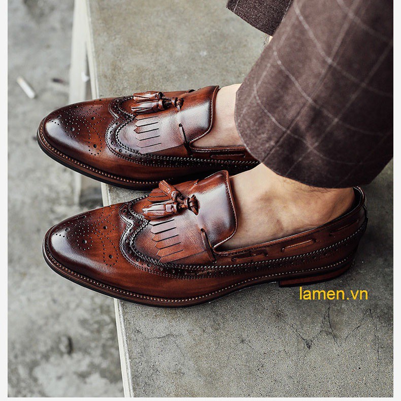 giày lười loafer tassel nam công sở cổ điển lịch lãm.