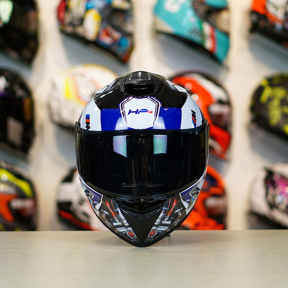 Combo Nón Fullface 2 Kính Yohe 981 Tem Decal BMW Kèm Kính Đen Và Đuôi Gió Pista