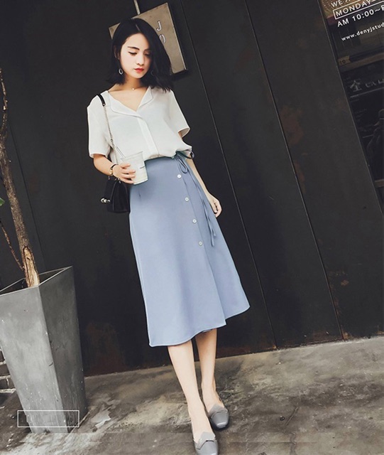 CHÂN VÁY ANA PHỐI NÚT