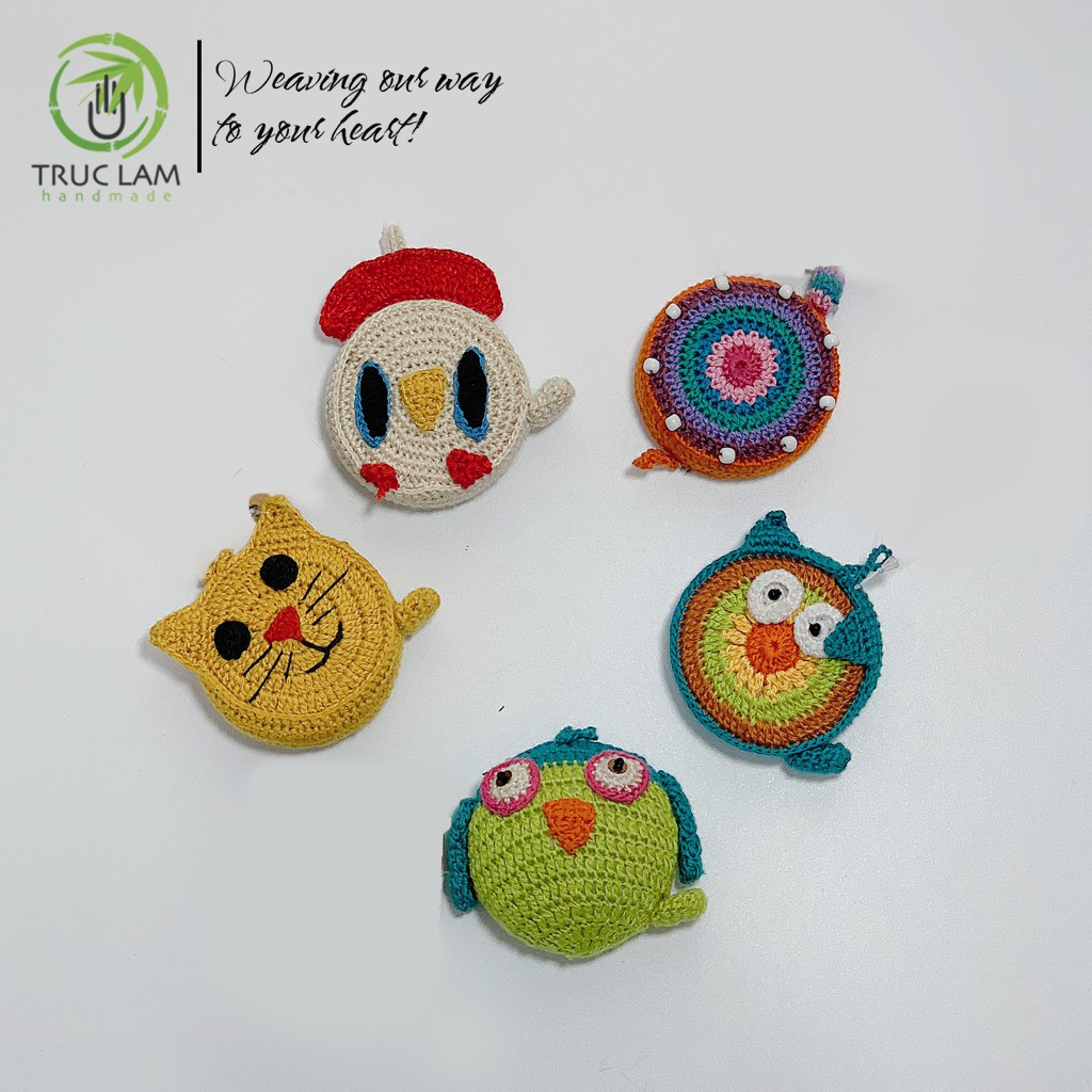 Thước Dây Cuộn Mini Rút Tự Động Đan Len Nhiều Màu Sắc  – Trúc Lâm Handmade
