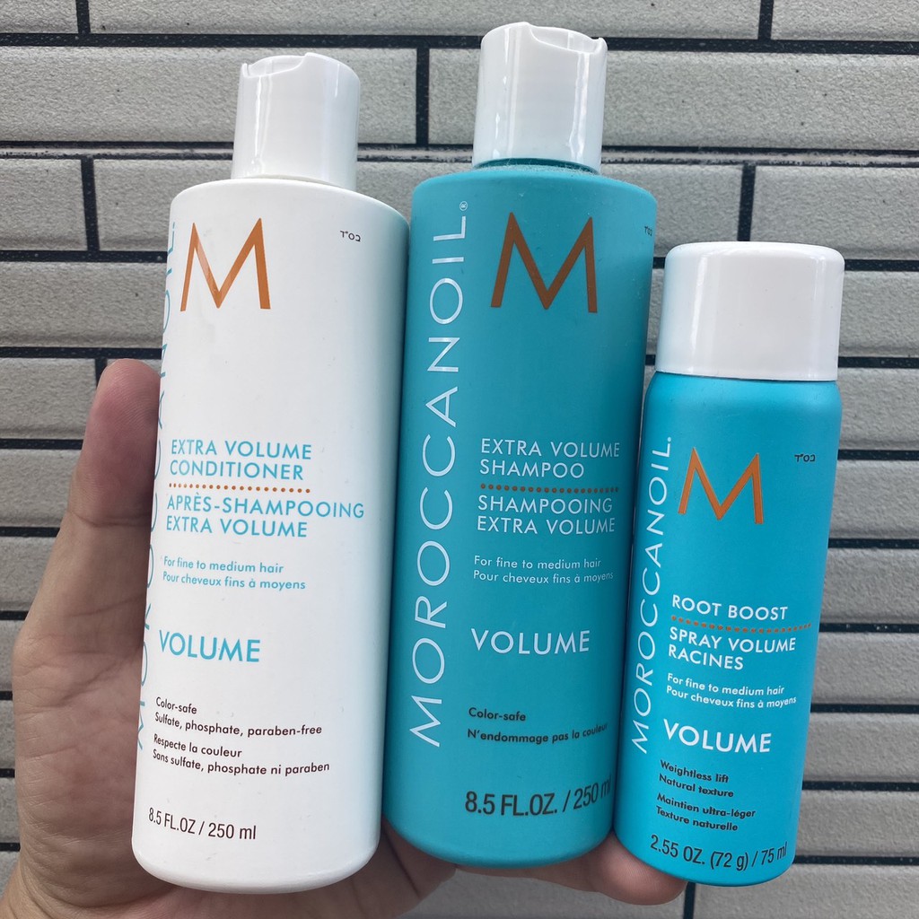 Chính hãng  Combo gội xả tăng phồng Moroccanoil 250mlx2 + Xit nâng phồng chân tóc Moroccanoil 75ml