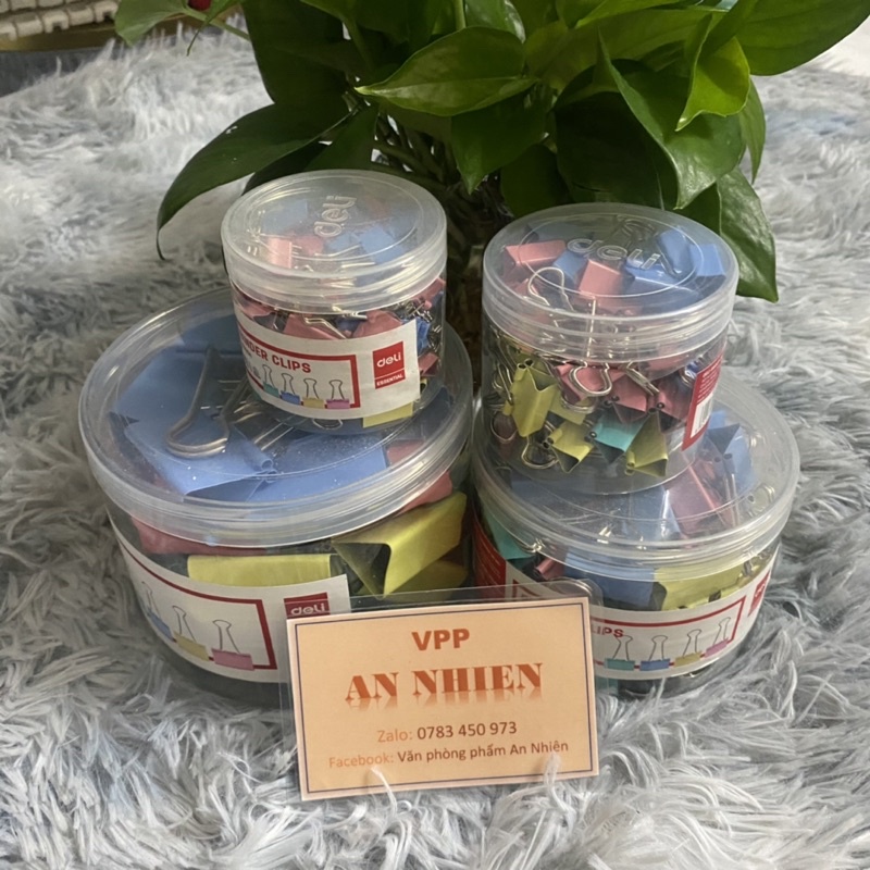 Kẹp bướm, kẹp tài liệu, kẹl giấy màu Deli nhiều size