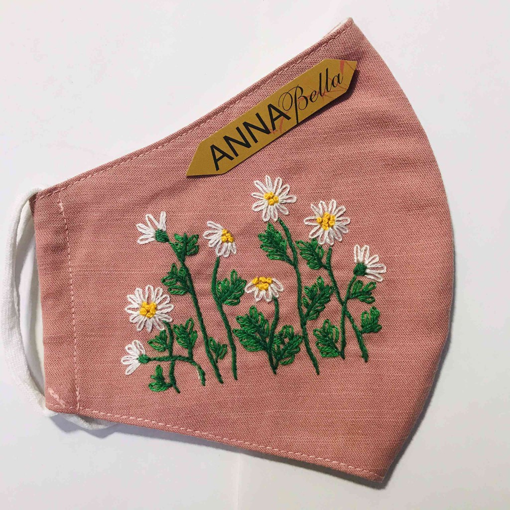 [FREESHIP] Khẩu Trang Vải Linen Thêu Tay mẫu hoa AN14 | BigBuy360 - bigbuy360.vn