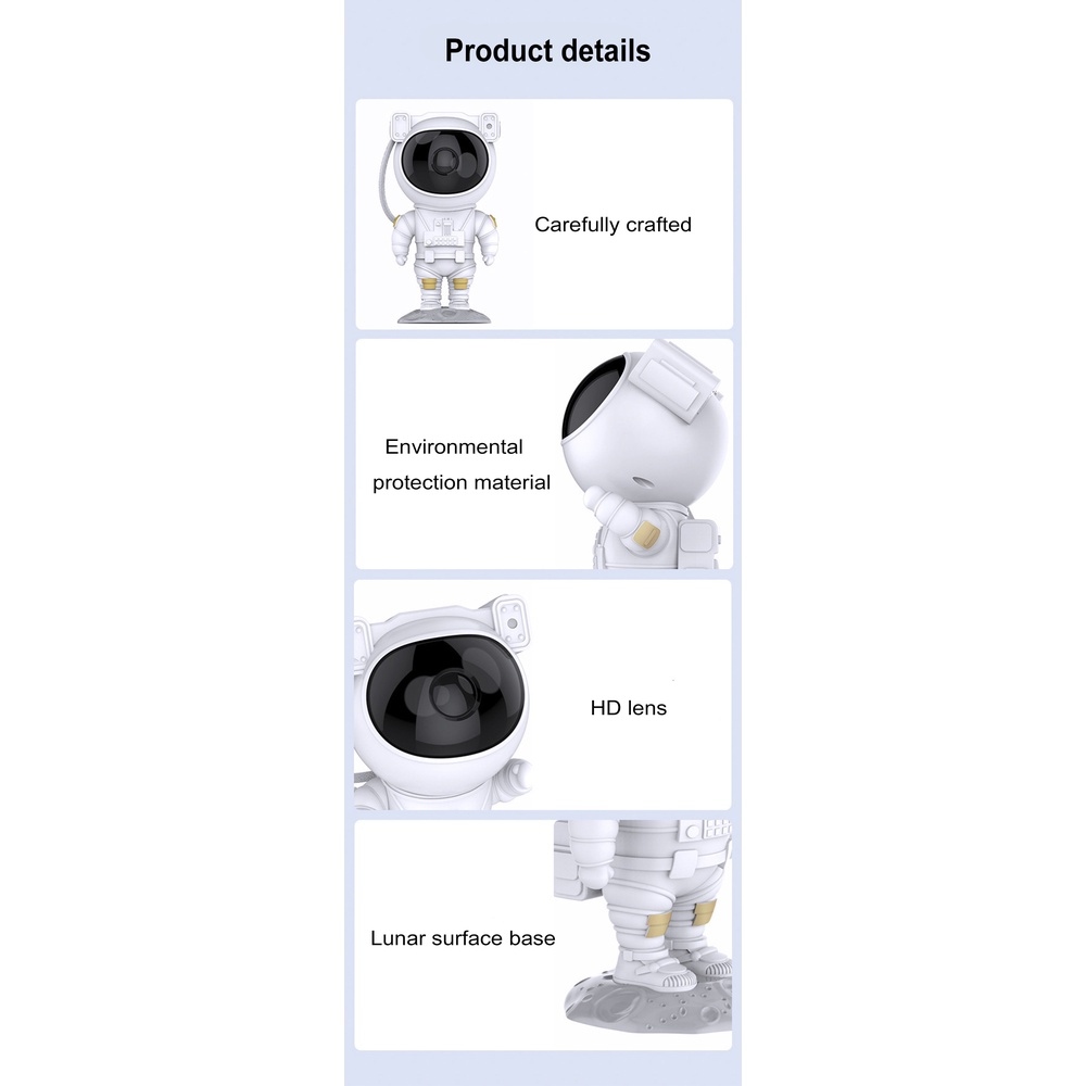 Đèn chiếu tạo hiệu ứng bầu trời sao thiết kế hình phi hành gia có đồ điều khiển tiện lợi cho phòng khách