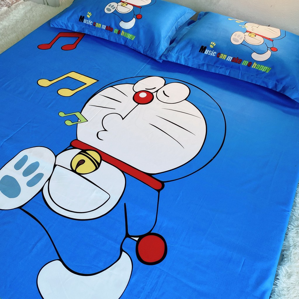 Bộ Ga Gối Cotton Tina LIDACO cho bé - Doraemon Music