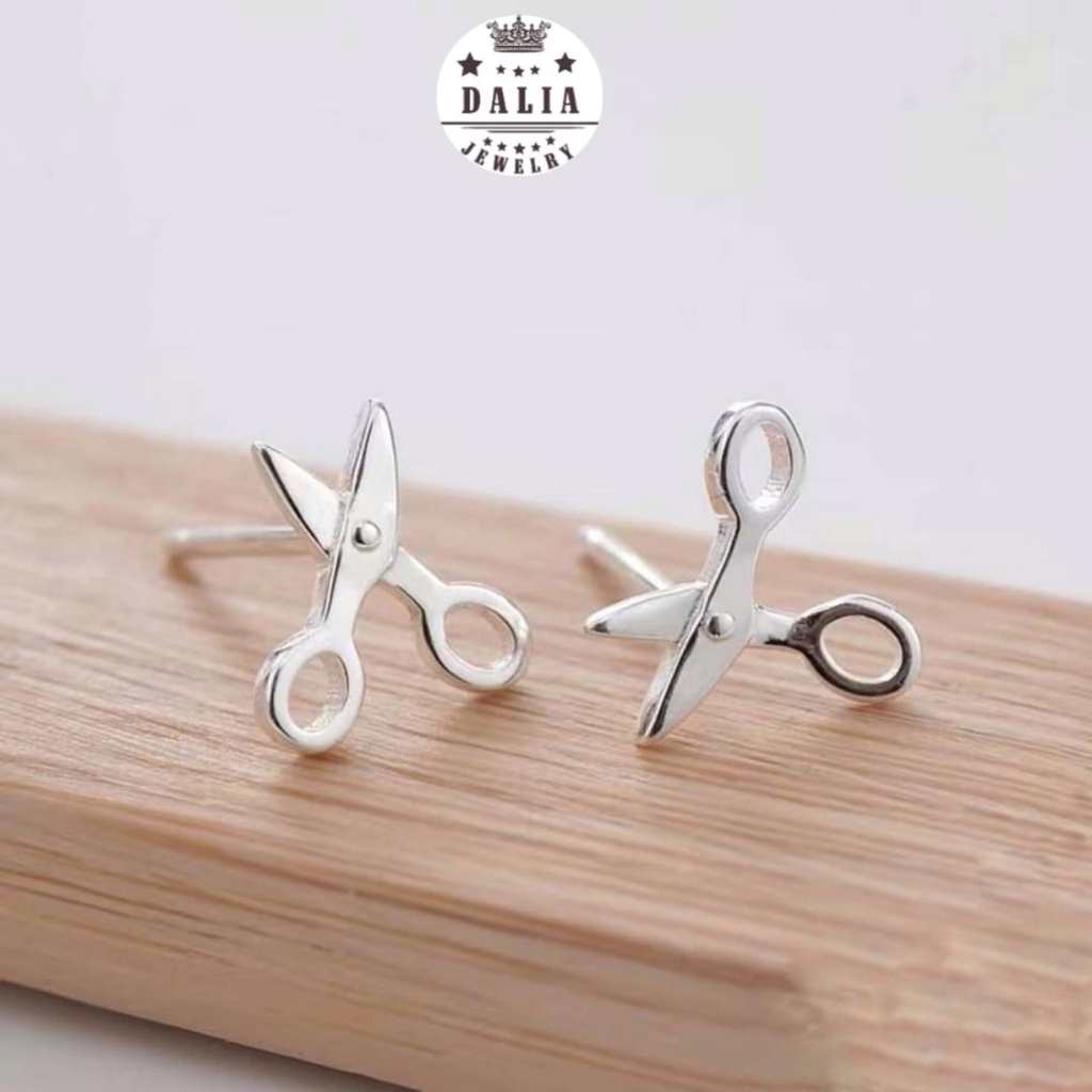 Bông tai bạc nữ hình cái kéo ngộ nghĩnh DaLiA Jewelry khuyên tai bạc 925 trắng sáng