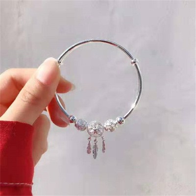 Vòng tay may mắn phối chuông trang sức thời trang bằng bạc 925 cho nữ