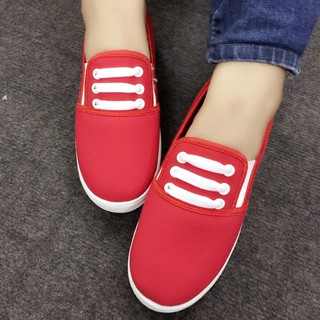Giày slip on 3 dây màu đỏ vv158