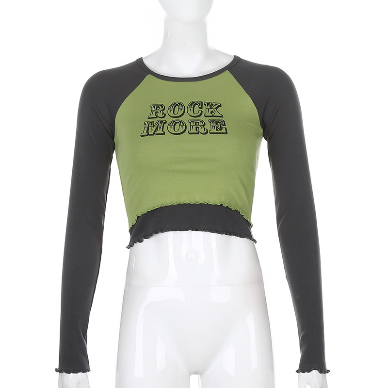 Áo thun dáng ôm tay dài in chữ kiểu dáng thời trang Modou