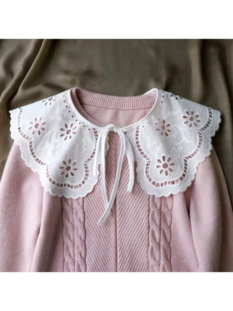 Cổ Áo Giả Kiểu Pháp Thêu Hoa Văn Thời Trang