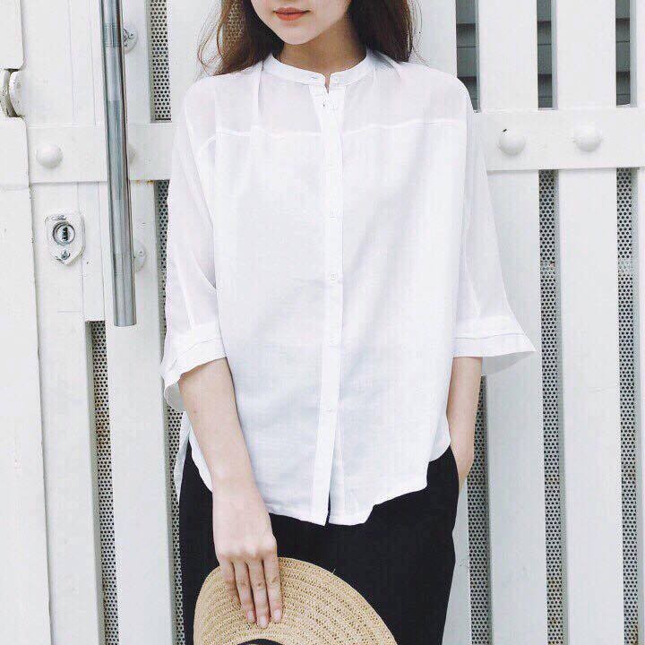 Sơmi Linen cổ tàu