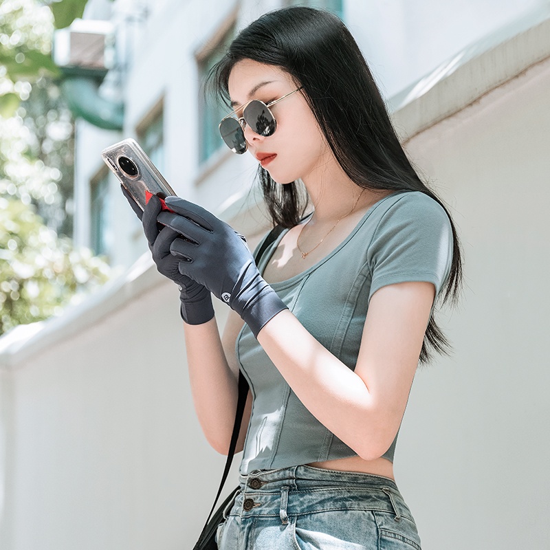 Rockbros Găng Tay Chống Nắng / Tia uv Vải Lụa Lạnh Mỏng Thoáng Khí Chống Trượt Thích Hợp Lái Xe Ngoài Trời Cho Nam Và Nữ