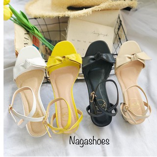 GIÀY CAO GÓT NAGASHOES MŨI VUÔNG QUAI THẮT NƠ 4P NAC127