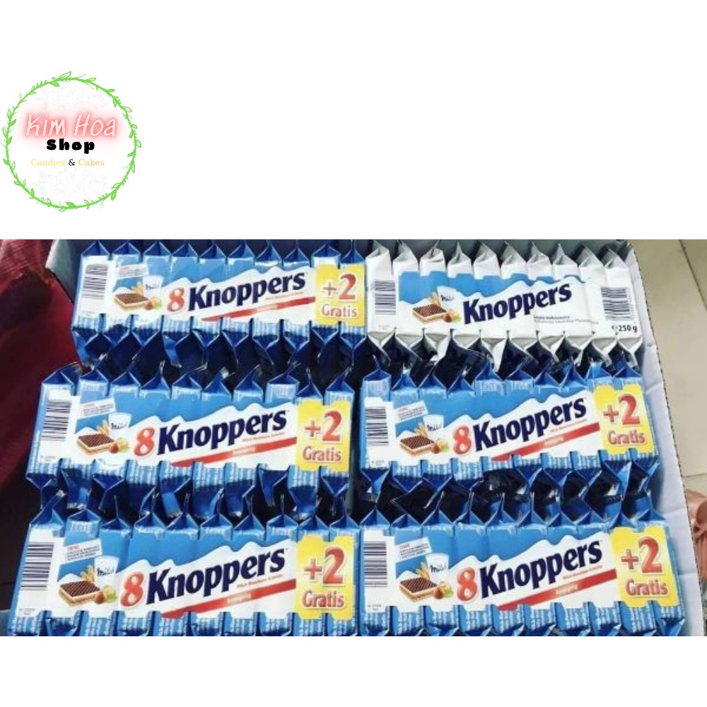 Bánh Xốp đa tầng hương vị HẠT DẺ Knoppers mini & Knoppers pack 8 family EU - MADE IN GERMANY