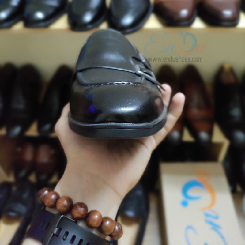 Giày Lười Nam Loafer Màu Đen Hai Khoá Dành Cho Doanh Nhân - ENDU SHOES