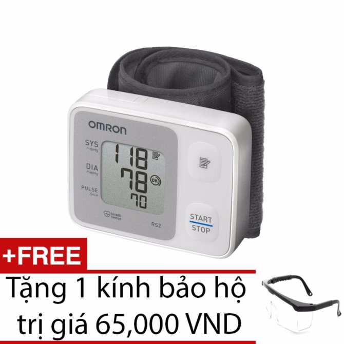 Máy đo huyết áp cổ tay Omron HEM-6121 (Trắng) + Tặng 1 kính bảo hộ