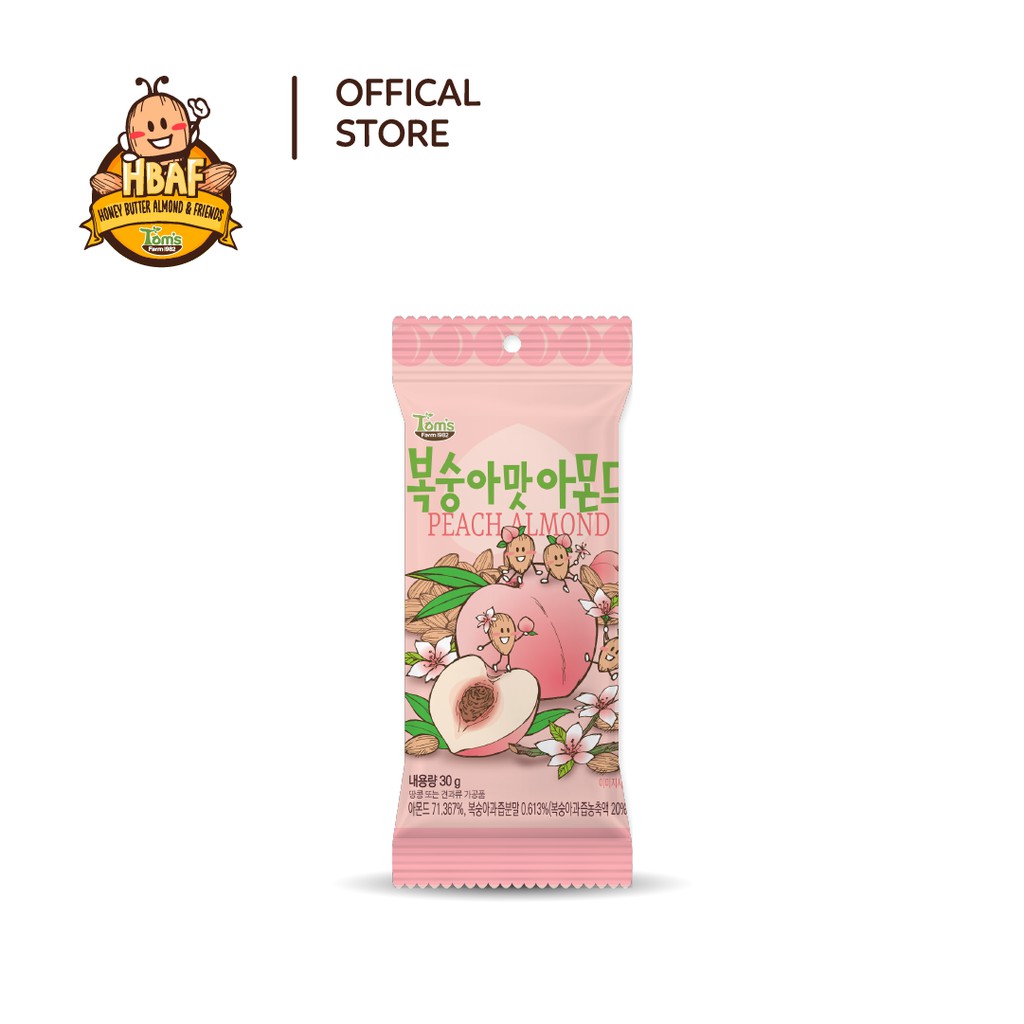 Hạnh nhân tẩm Đào Tom's Farm 30g | BigBuy360 - bigbuy360.vn