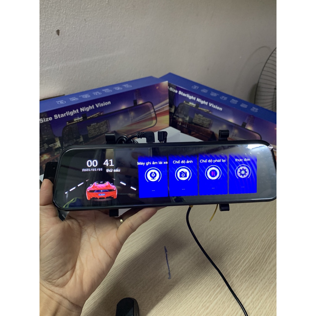 Camera Hành Trình Gương Chuyên dụng xe tải màn hình cảm ứng IPS Full HD 10 inch-Ghi hình trước sau Full HD