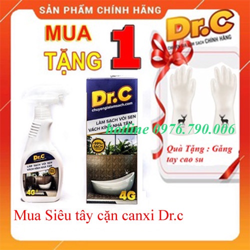 Tẩy cặn Canxi Tẩy cặn vôi trên sen vòi, vách tắm kính Dr.C -loại 300ml  hiệu quả -Hàng chính hãng Drc